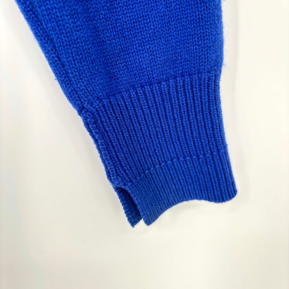 Celine Cashmere Crewneck Knit Sweater Blue Triomphe Logo Embroidered Pullover M - Picture 12 of 16